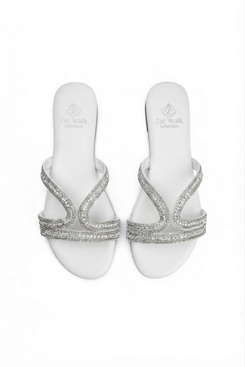Embellished Cross-Strap Flat Sandals
