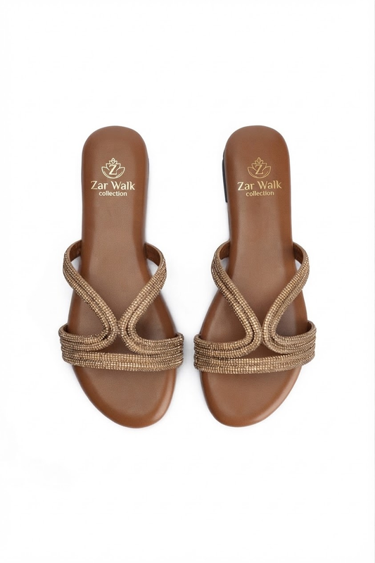 Brown embellished sandals