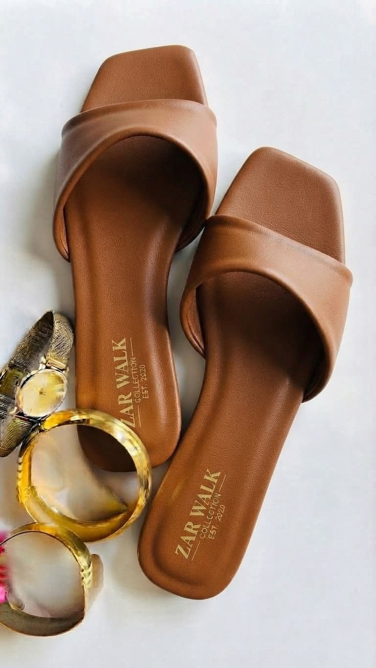 Square-Toe Flat Slide Sandals – 5 Colours
