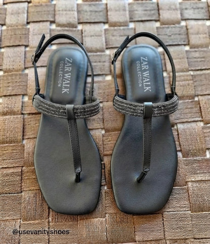 Women’s Embellished T-Strap Flat Sandals