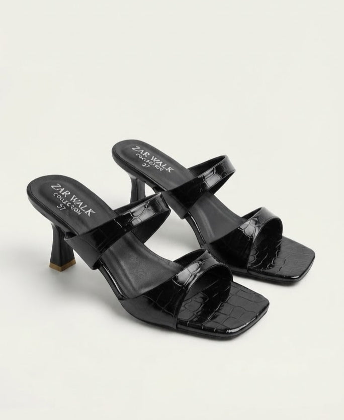 Women’s Croc-Textured Block Heel Sandals
