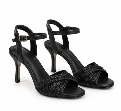 Woven strap high heel sandals close-up - Zar Walk Collection