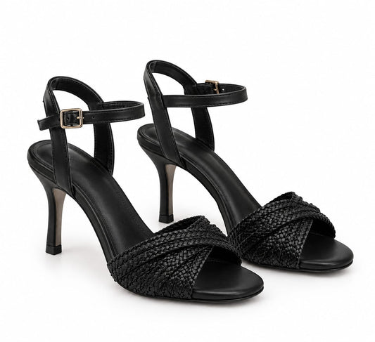 Woven strap high heel sandals close-up - Zar Walk Collection