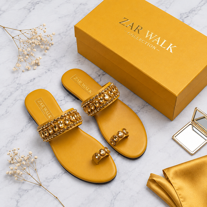 Elegant Embellished Flat Sandals for Women – 4 Colours