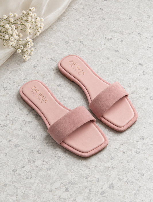 Women's classic brown flat slide sandals - Zar Walk Collection