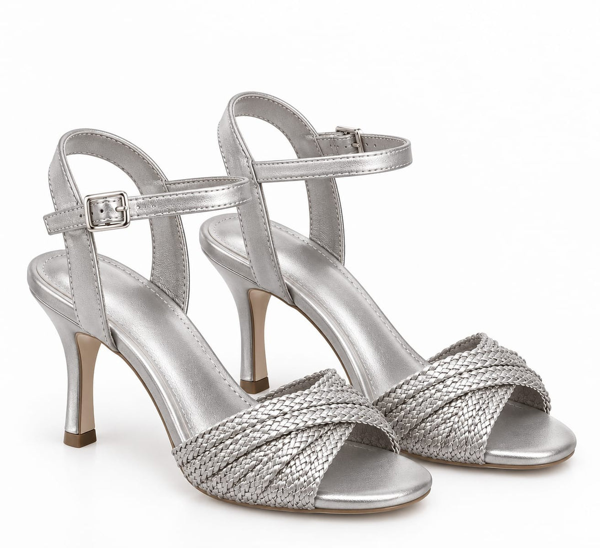 Woven strap high heel sandals side view - Zar Walk Collection