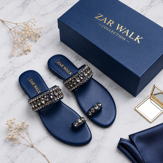 Embellished flat sandals detail view - Zar Walk Collection