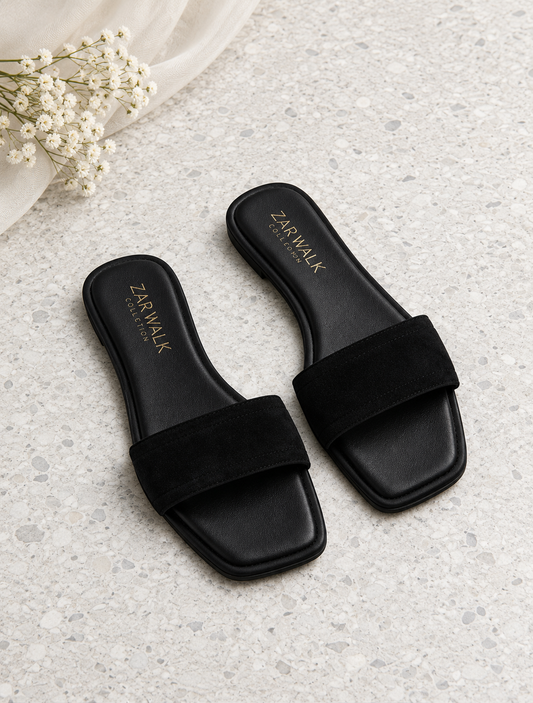 Classic flat slide sandals detail - Zar Walk Collection