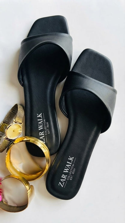 Square-Toe Flat Slide Sandals – 5 Colours