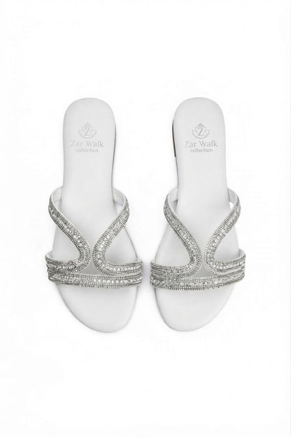 Embellished Cross-Strap Flat Sandals