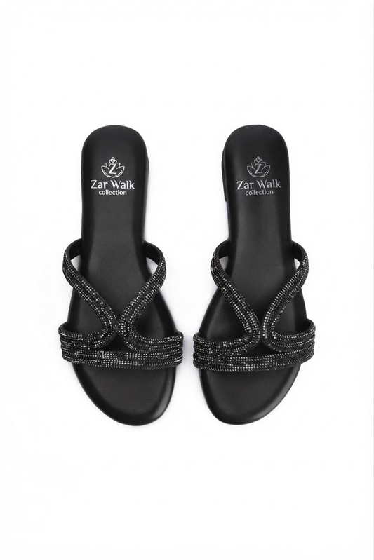 Black embellished sandals